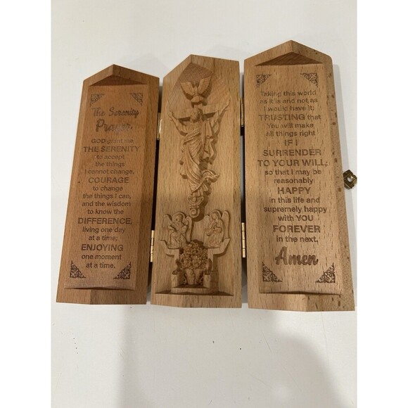 Serenity Prayer Christian Gifts, Statue of Jesus, Angels Statue, Catholic Wood - Picture 2 of 6
